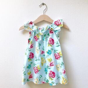 Baby GAP Flutter Sleeve Floral Hawaiian Dress in Blue Baby Girl Size 6-12 Months